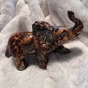 Vintage La Vie Elephant Glazed Porcelain Figurine